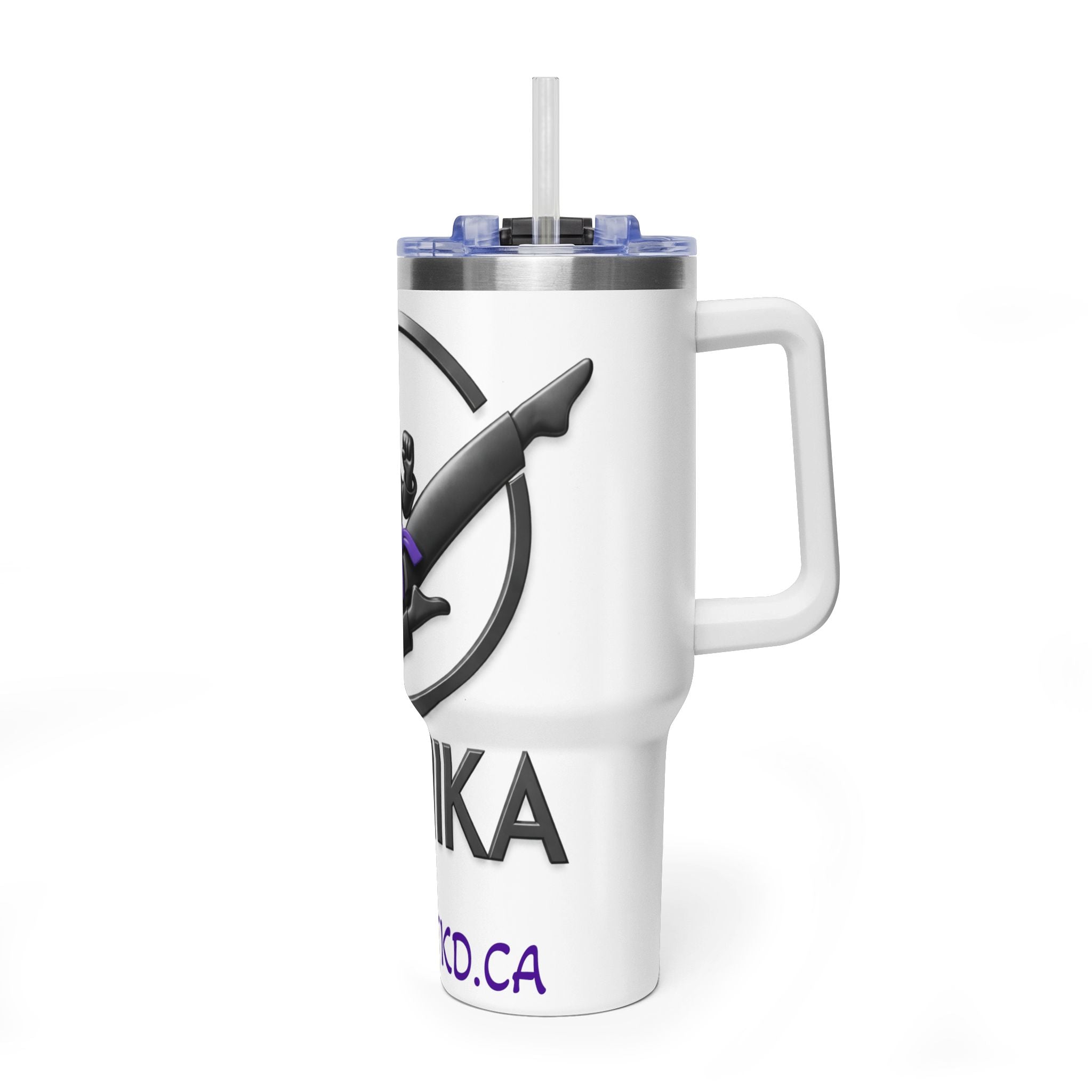 Martial Arts 40oz Tumbler — 'Antika' Purple Belt Kick Travel Mug