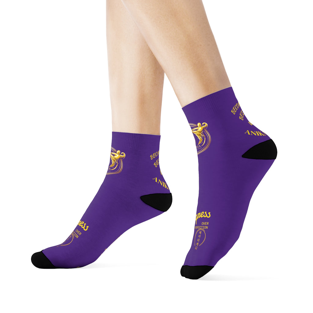 Copy of Vintage Gold Emblem Crew Socks | Black Novelty Socks with Script and Crest