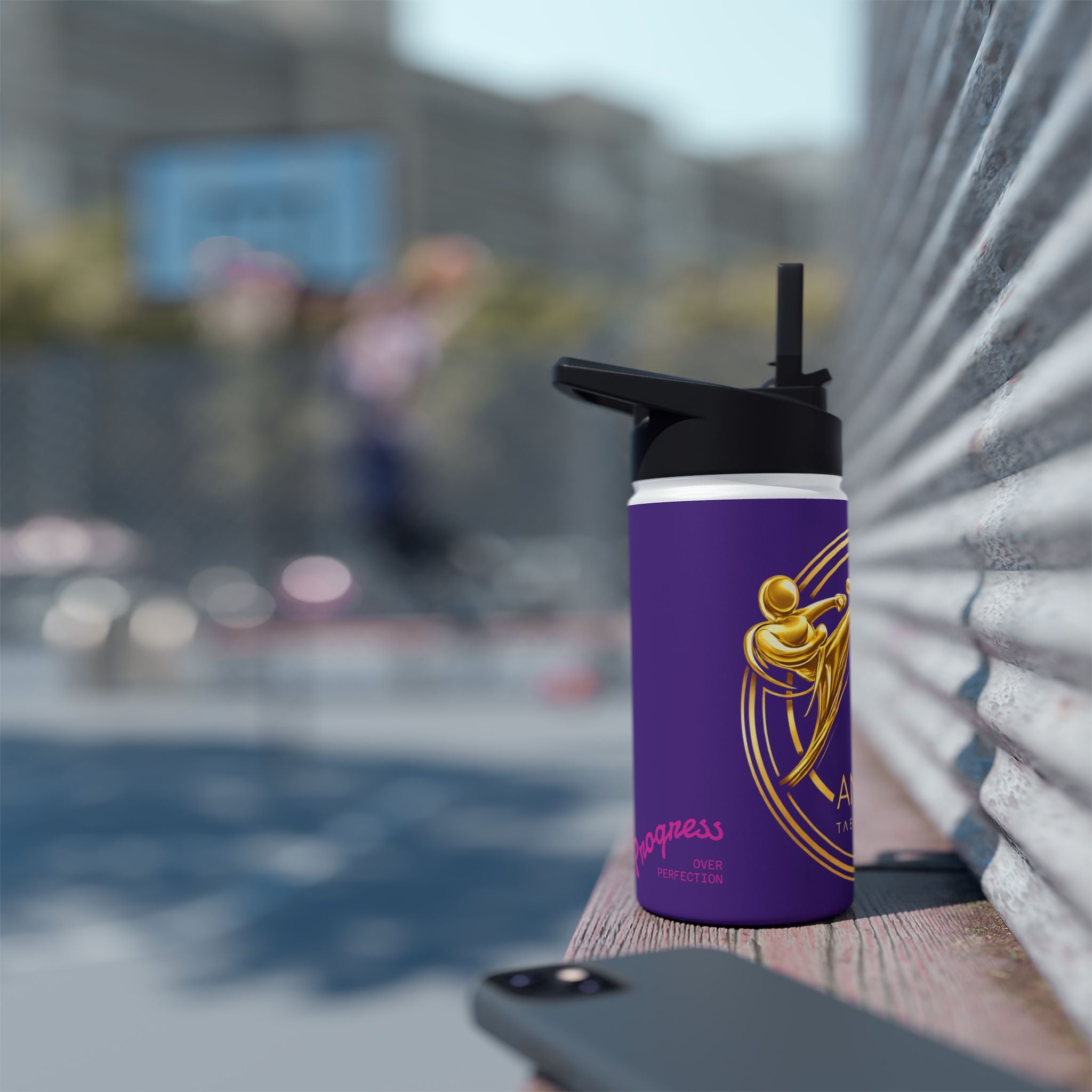 Anika Taekwondo Gold Crest Stainless Steel Water Bottle