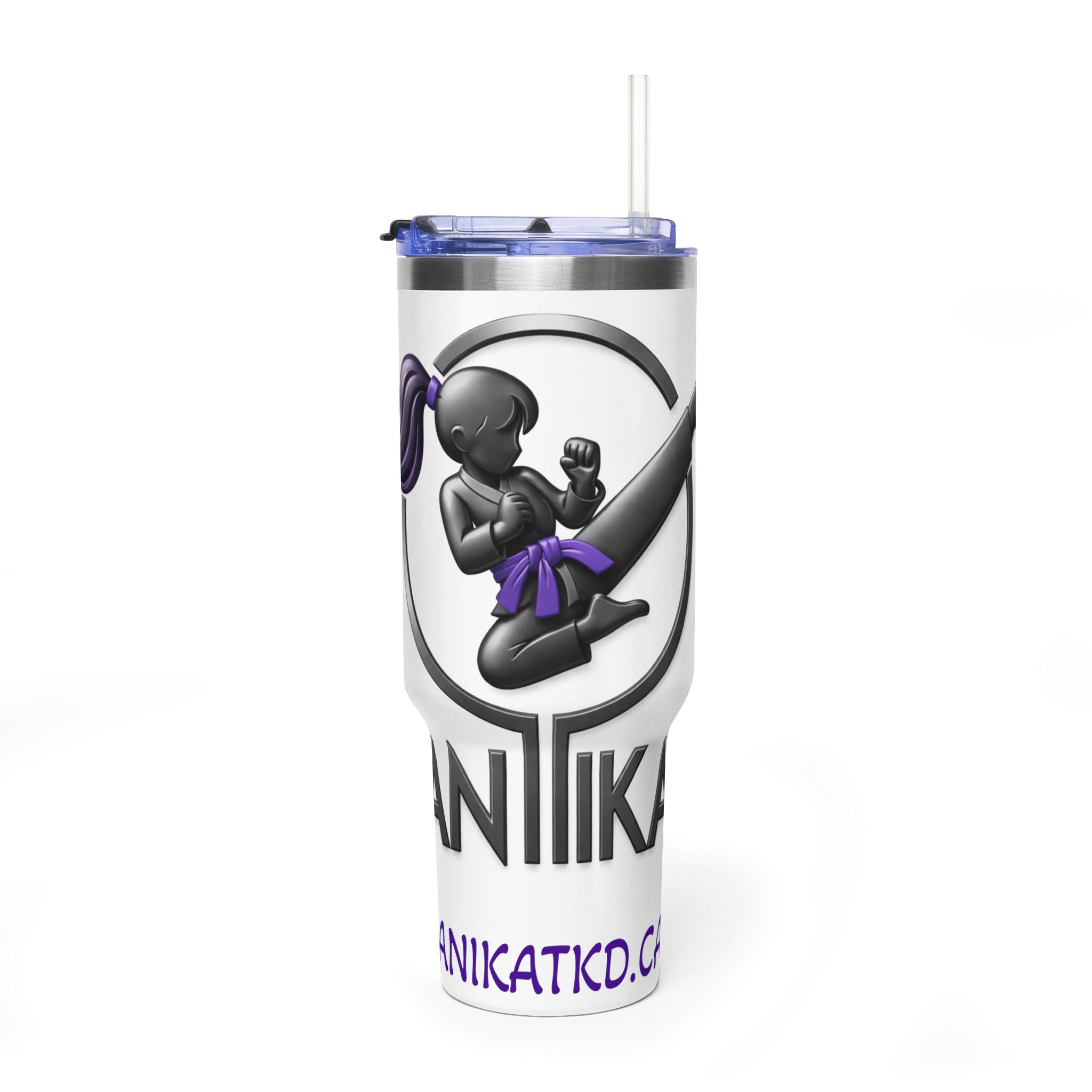Martial Arts 40oz Tumbler — 'Antika' Purple Belt Kick Travel Mug