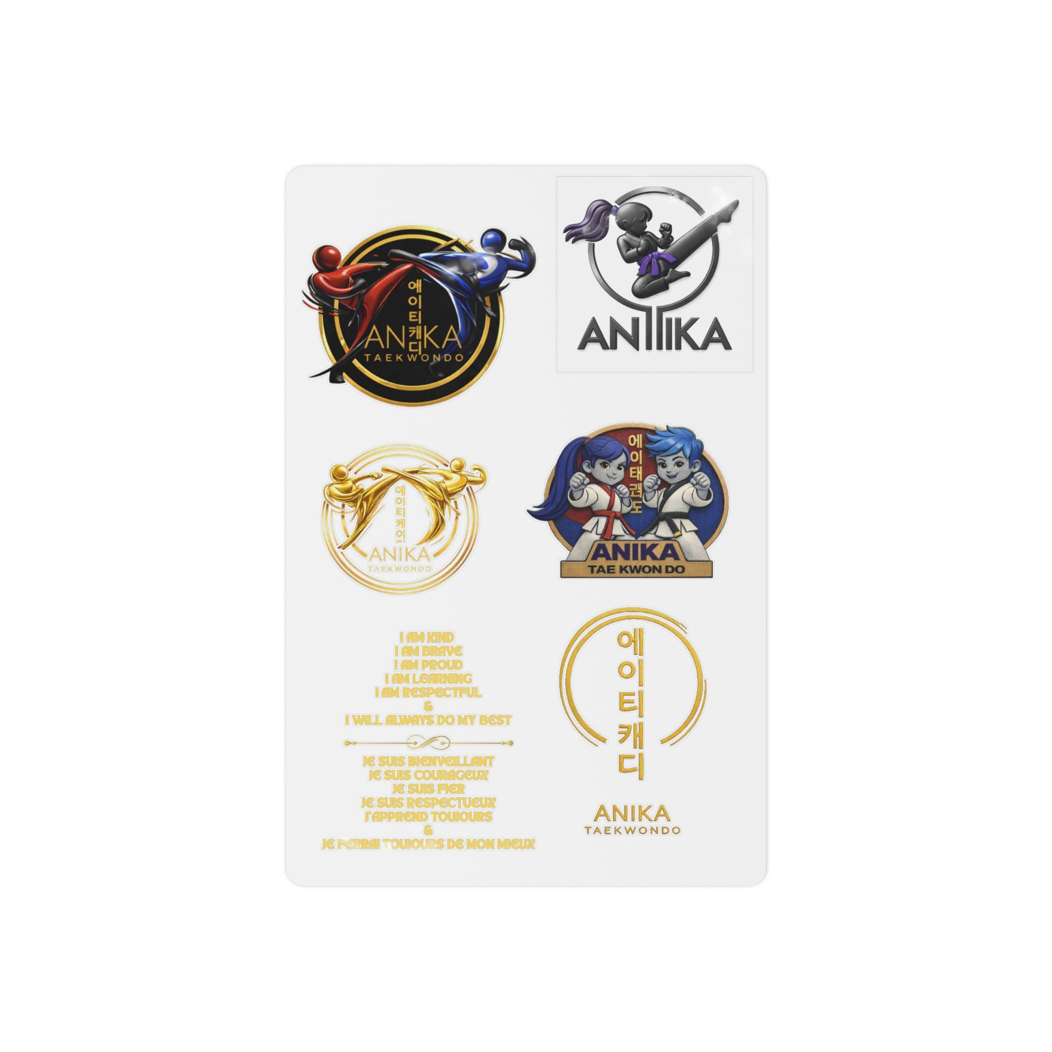Anika Dance Studio Temporary Tattoo Sheet — Gold & Color Logo Designs
