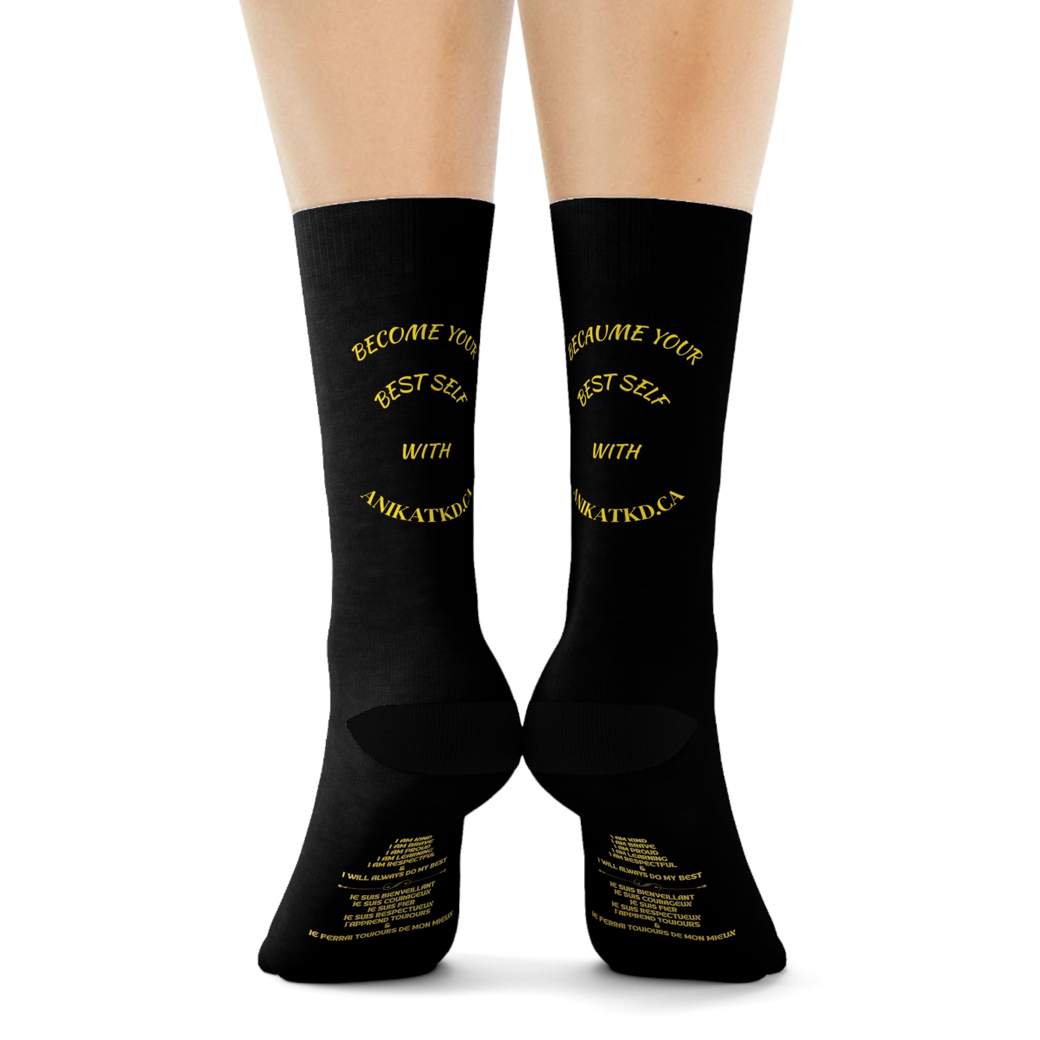 Copy of Vintage Gold Emblem Crew Socks | Black Novelty Socks with Script and Crest