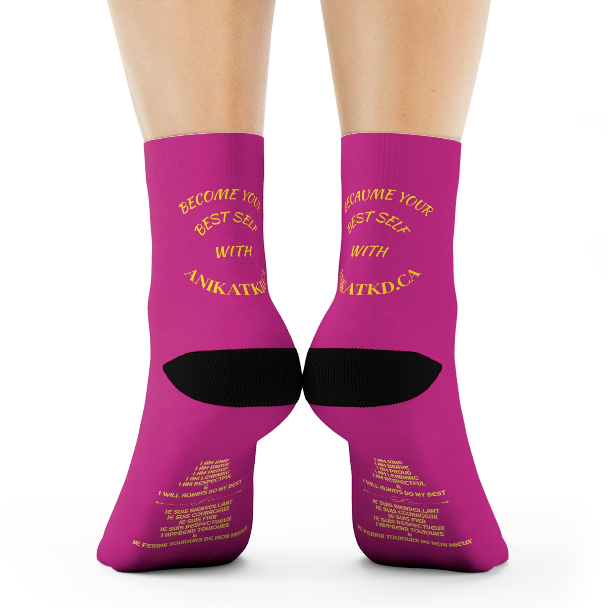 Vintage Gold Emblem Crew Socks | Black Novelty Socks with Script and Crest