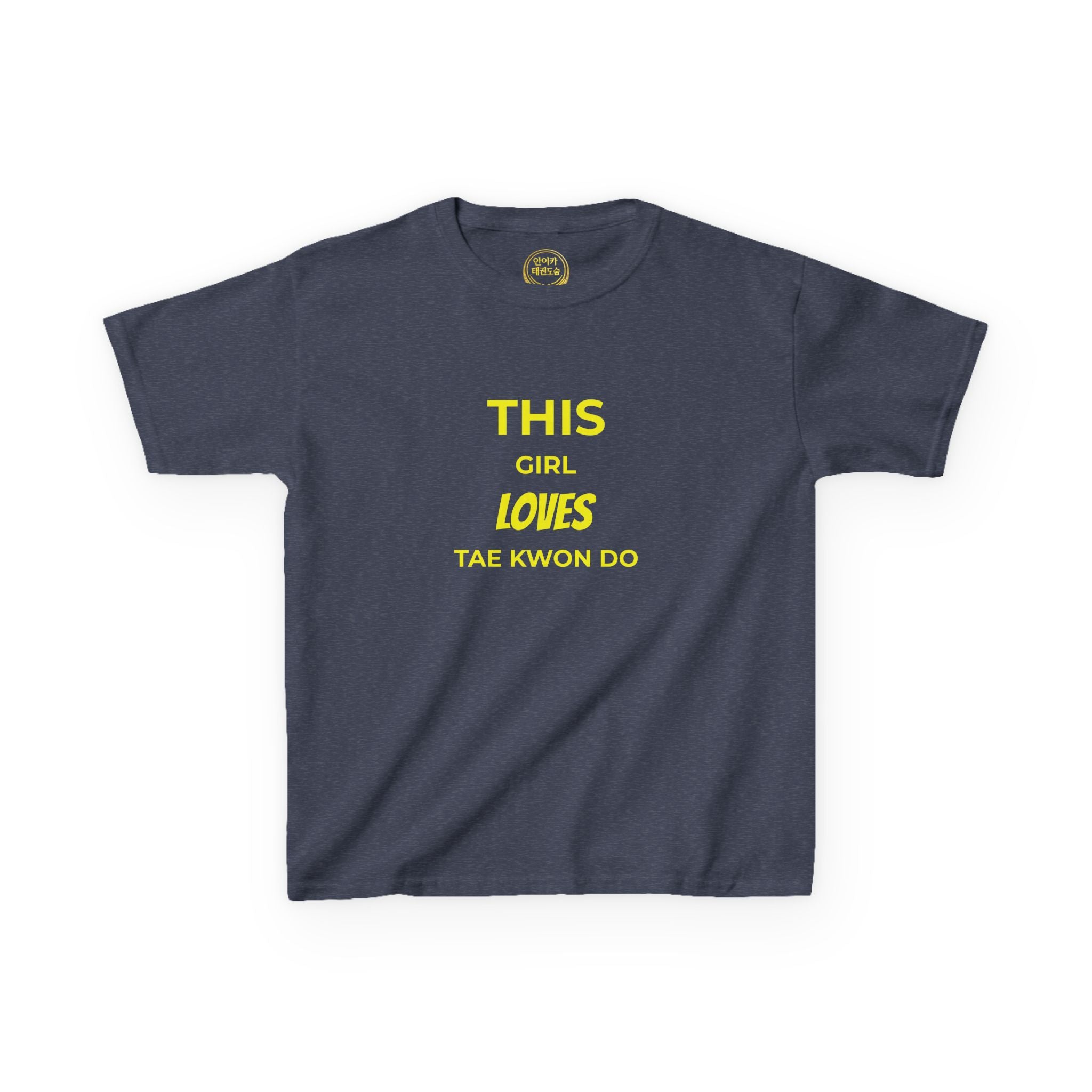 Kids Tee — "This Girl Loves Taekwondo" Yellow Graphic