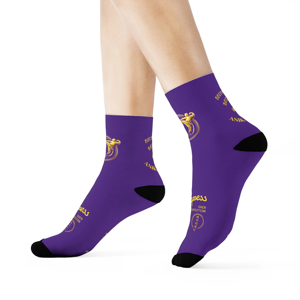 Copy of Vintage Gold Emblem Crew Socks | Black Novelty Socks with Script and Crest