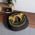 Anika Taekwondo Round Tufted Floor Pillow — Gold Martial Arts Emblem