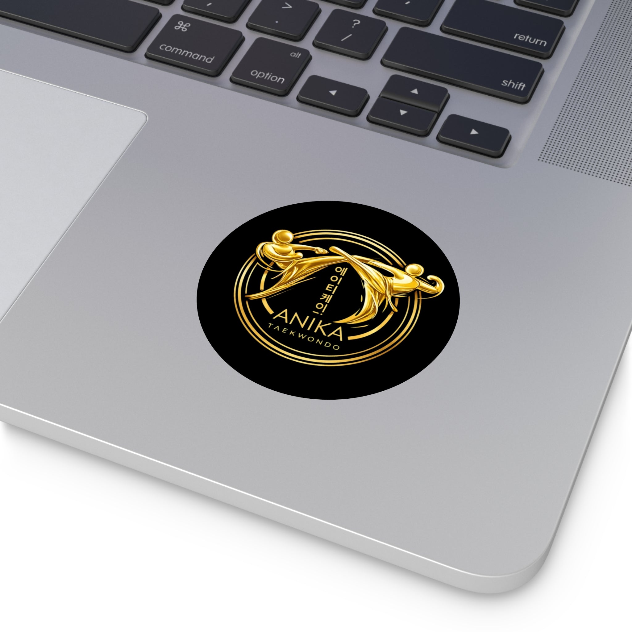 Taekwondo Logo Round Vinyl Sticker — Custom Anika Martial Arts Emblem