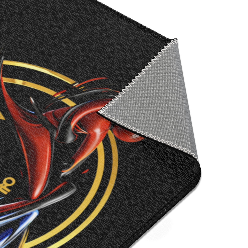 Anika Taekwondo Logo Area Rug | Martial Arts Dojo Mat, Black Gold Circle Design