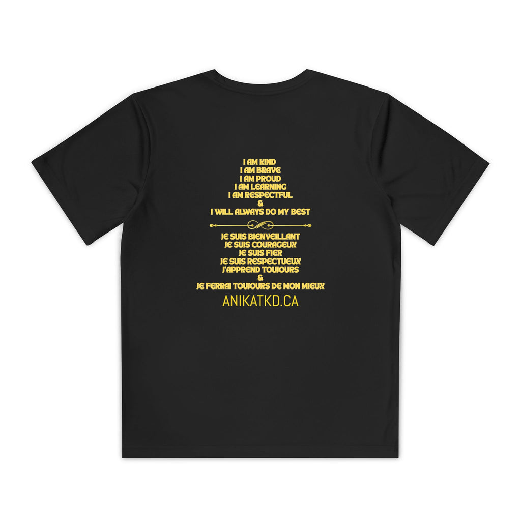 Copy of Anika Taekwondo Youth Competitor Tee — Gold Emblem Martial Arts Shirt