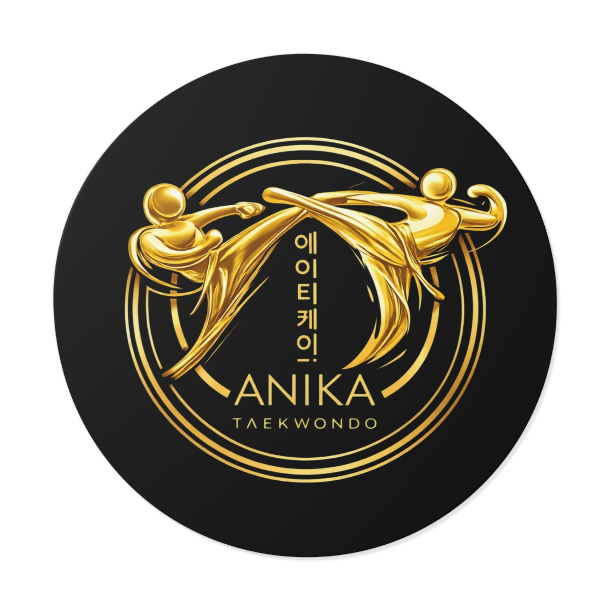 Taekwondo Logo Round Vinyl Sticker — Custom Anika Martial Arts Emblem