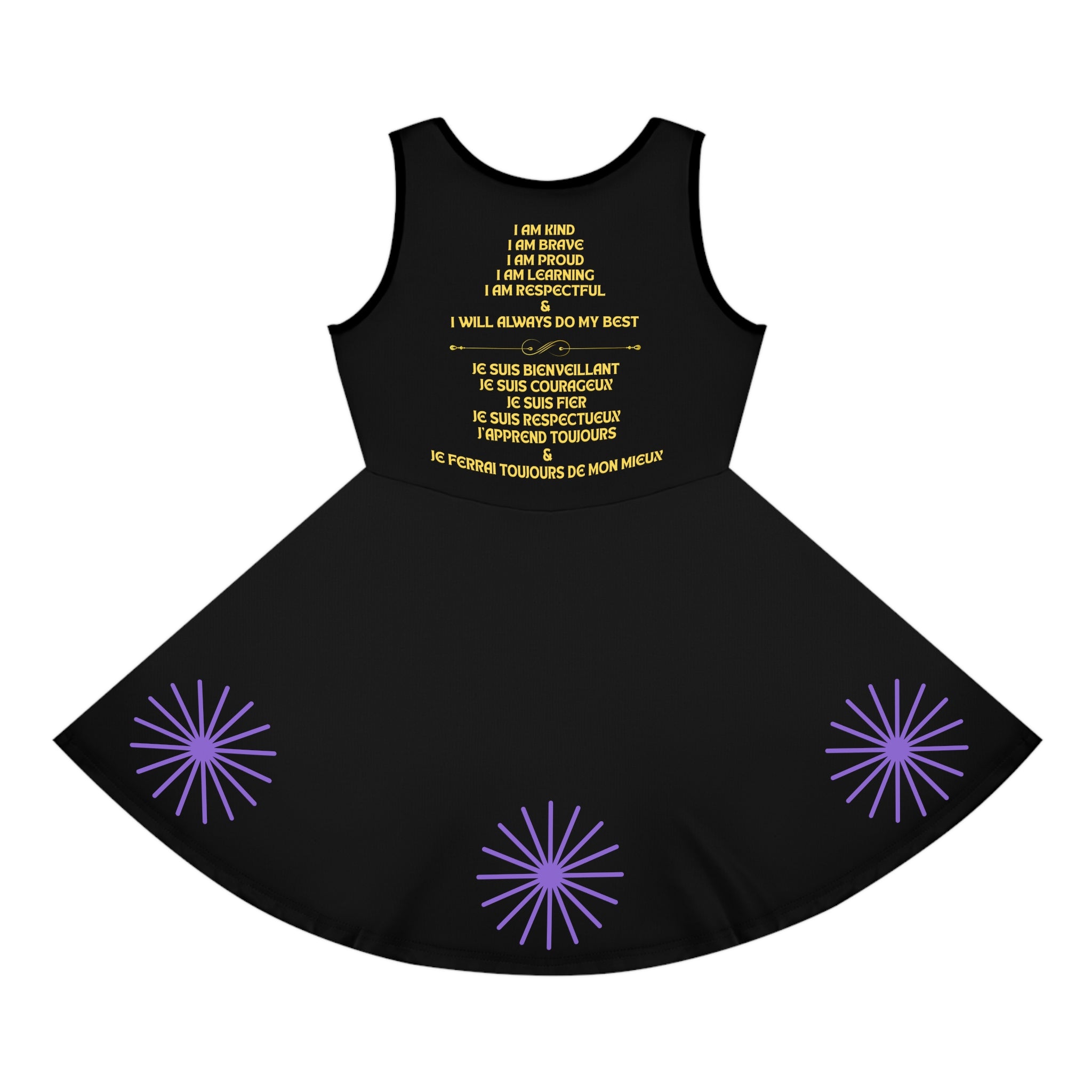 Kicking Anika Logo Dress | Girls Sundress with Purple Starbursts
