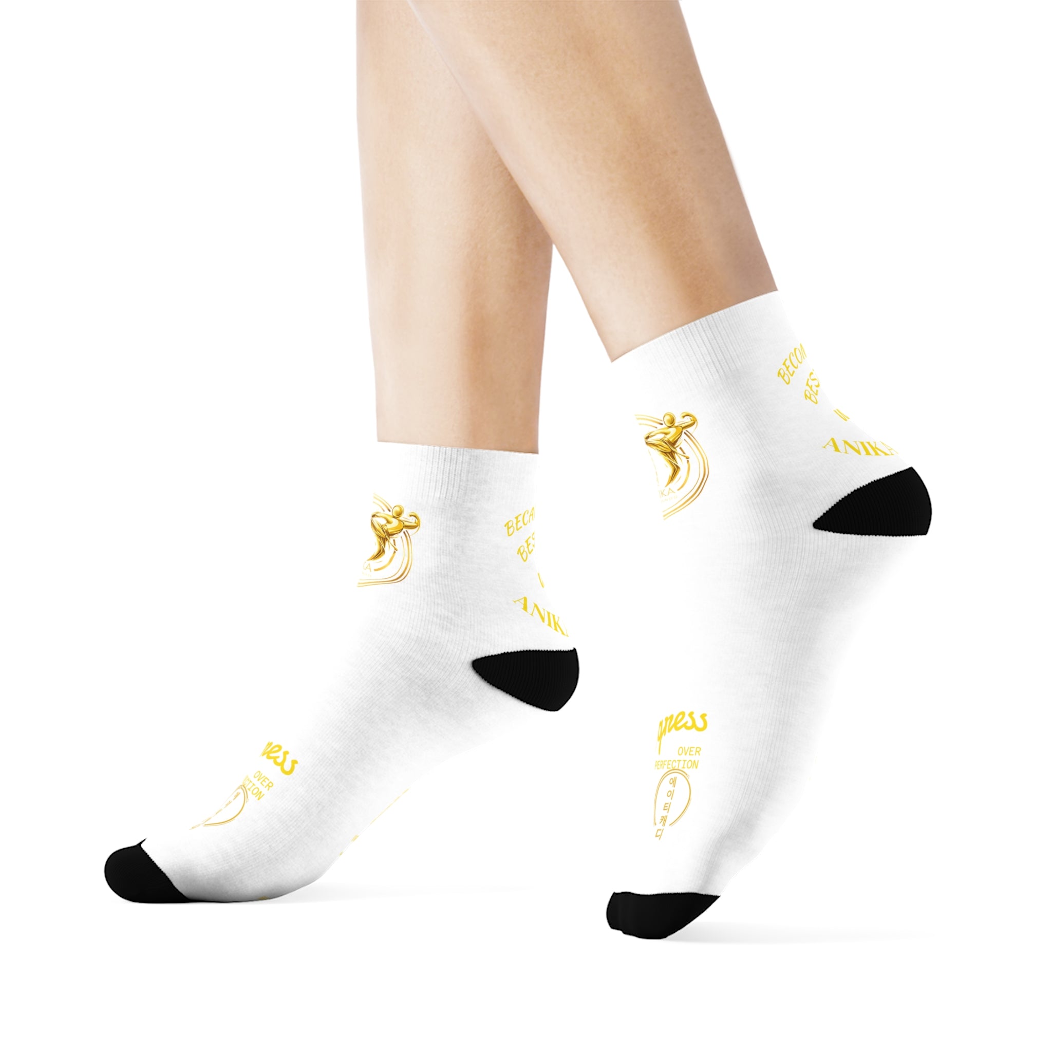 Copy of Vintage Gold Emblem Crew Socks | Black Novelty Socks with Script and Crest