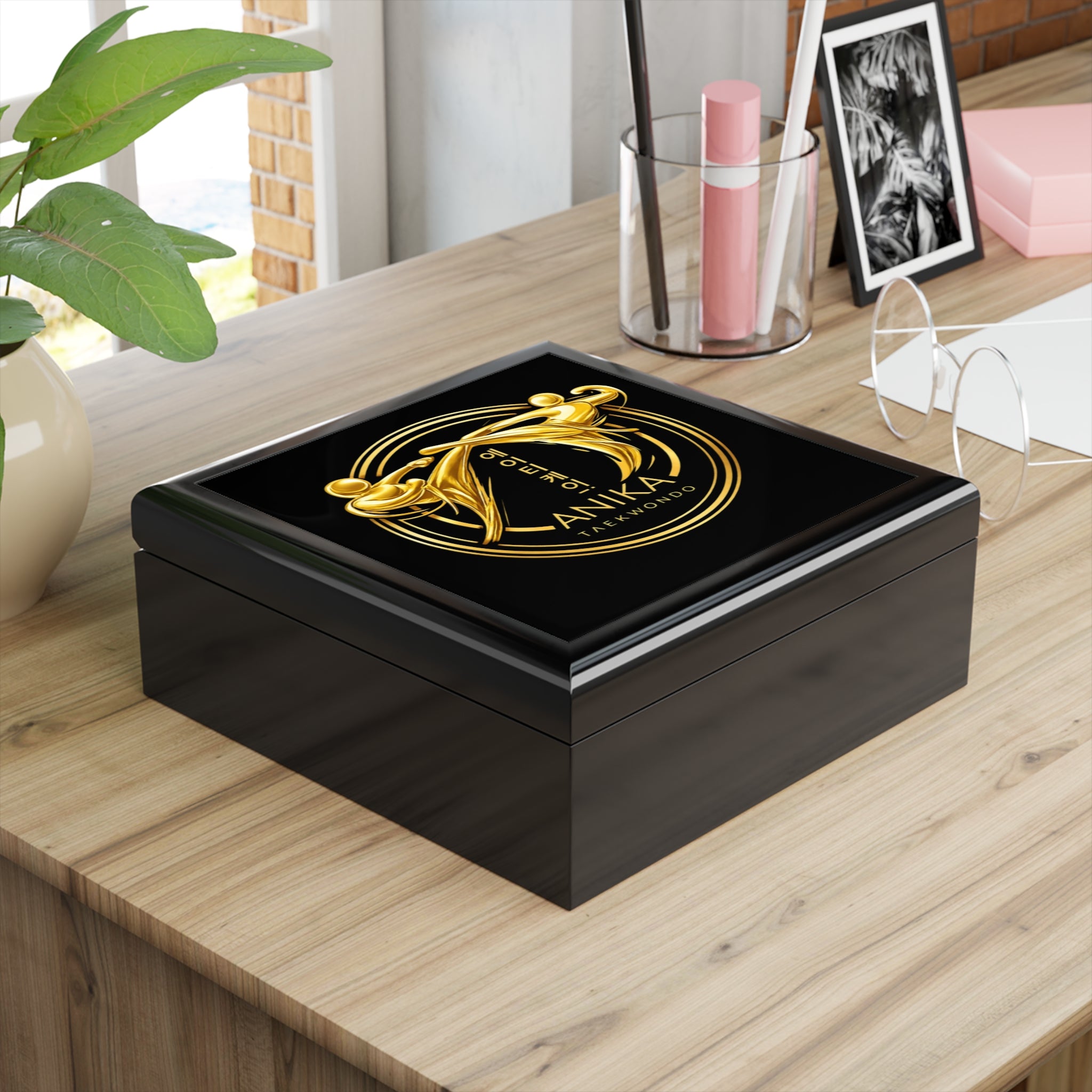 Anika Taekwondo Jewelry Box — Personalized Anika Gold Emblem Keepsake
