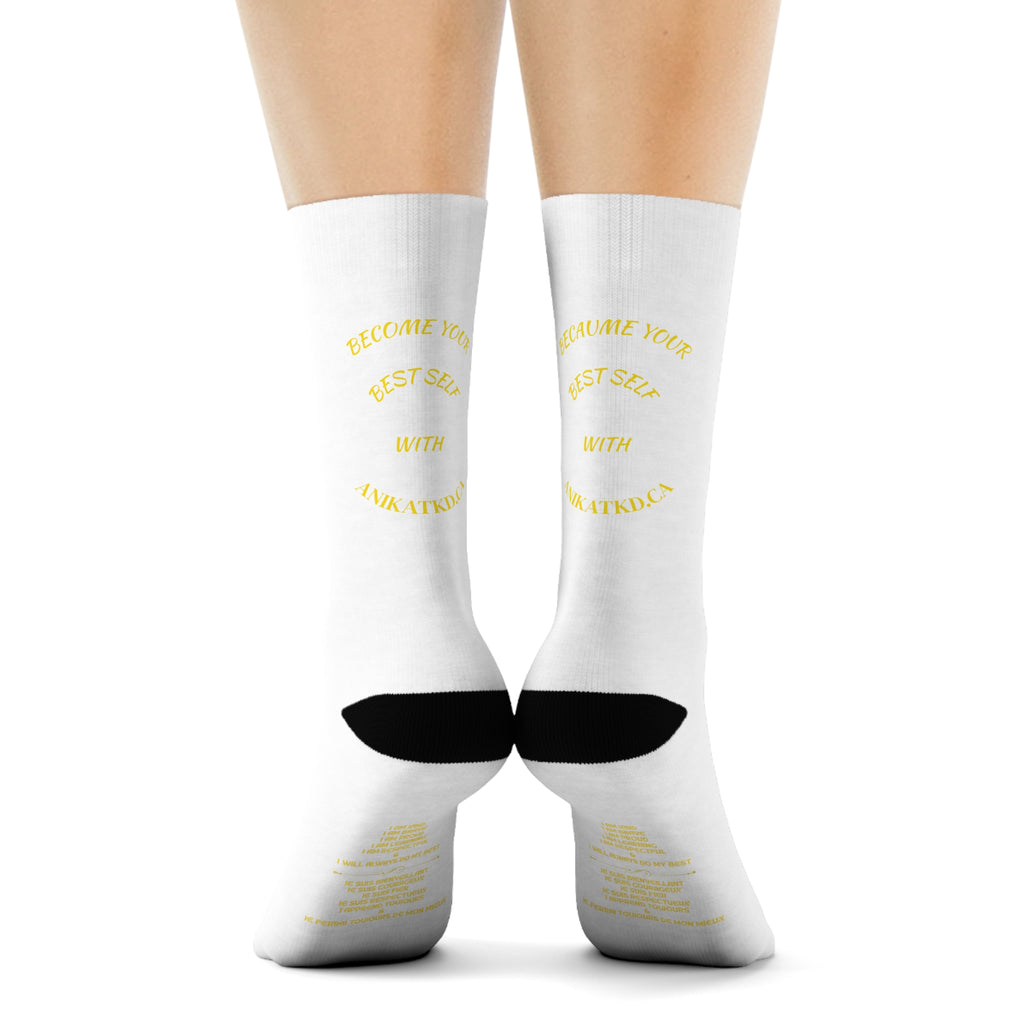Copy of Vintage Gold Emblem Crew Socks | Black Novelty Socks with Script and Crest