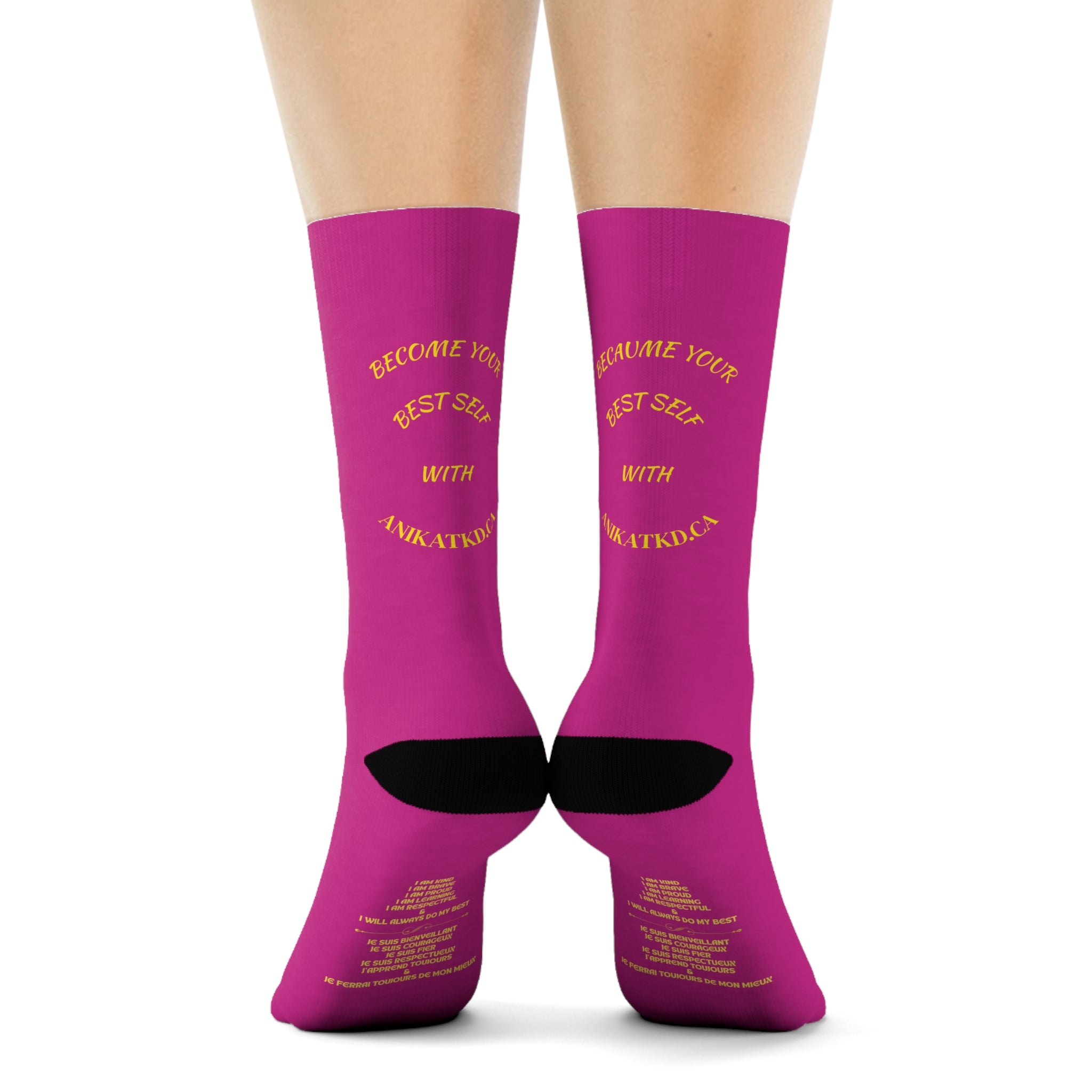 Vintage Gold Emblem Crew Socks | Black Novelty Socks with Script and Crest