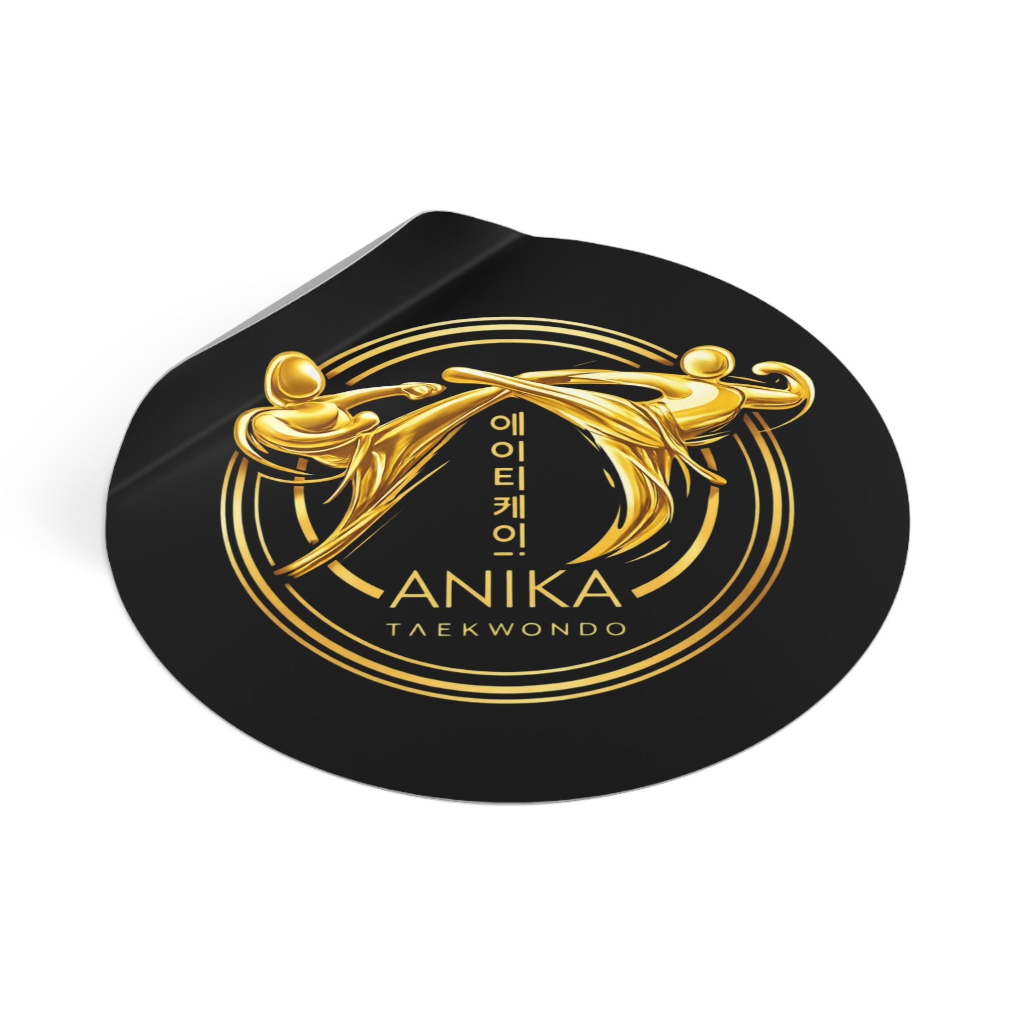Taekwondo Logo Round Vinyl Sticker — Custom Anika Martial Arts Emblem