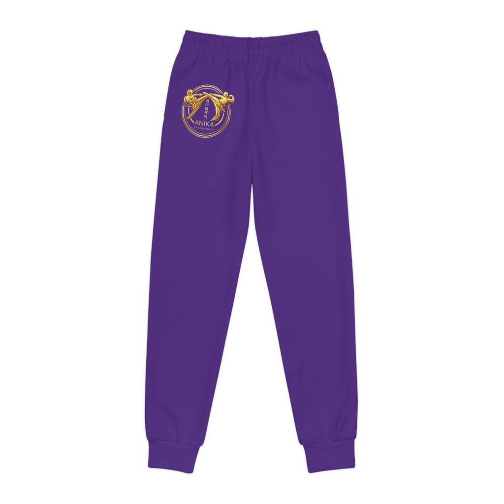 Anika Taekwondo Youth Purple Joggers with Golden Sports Emblem