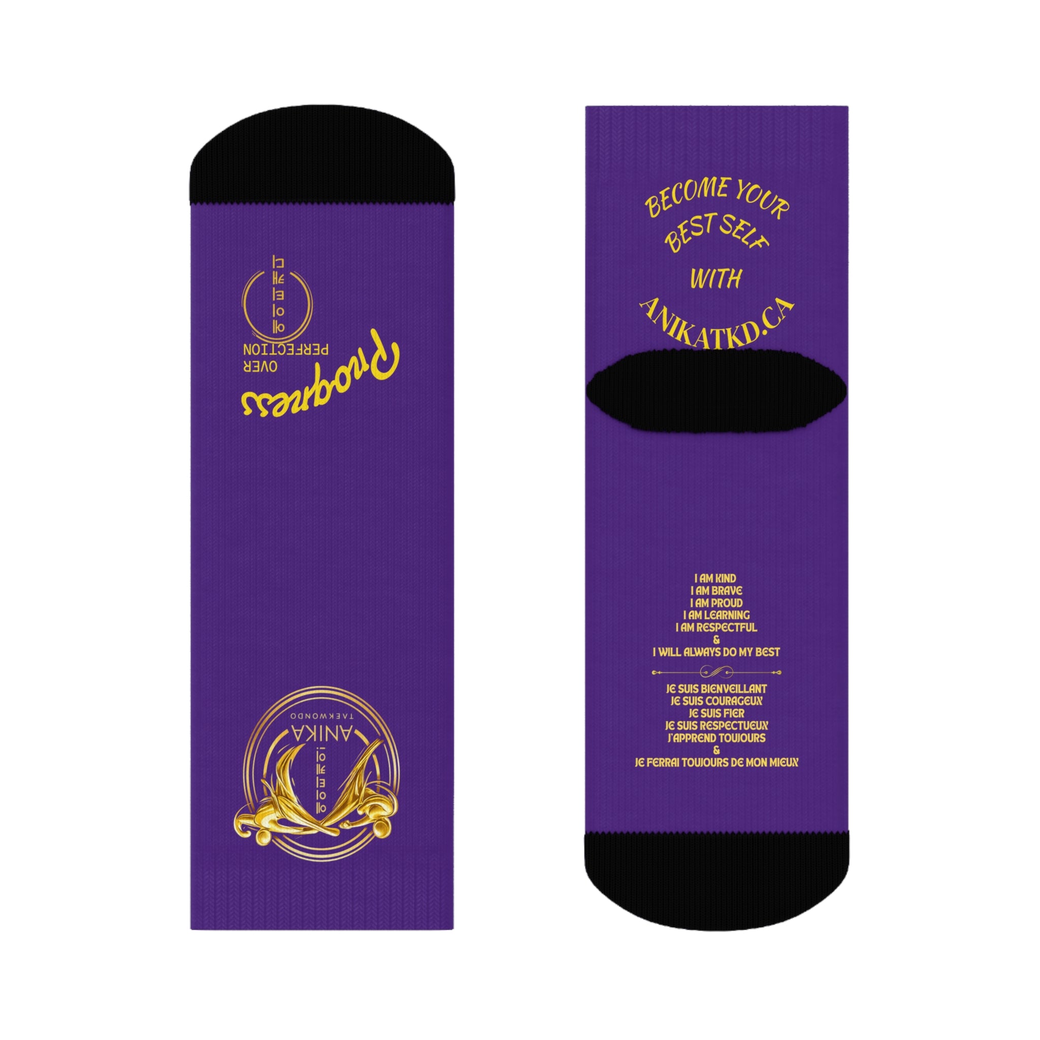 Copy of Vintage Gold Emblem Crew Socks | Black Novelty Socks with Script and Crest