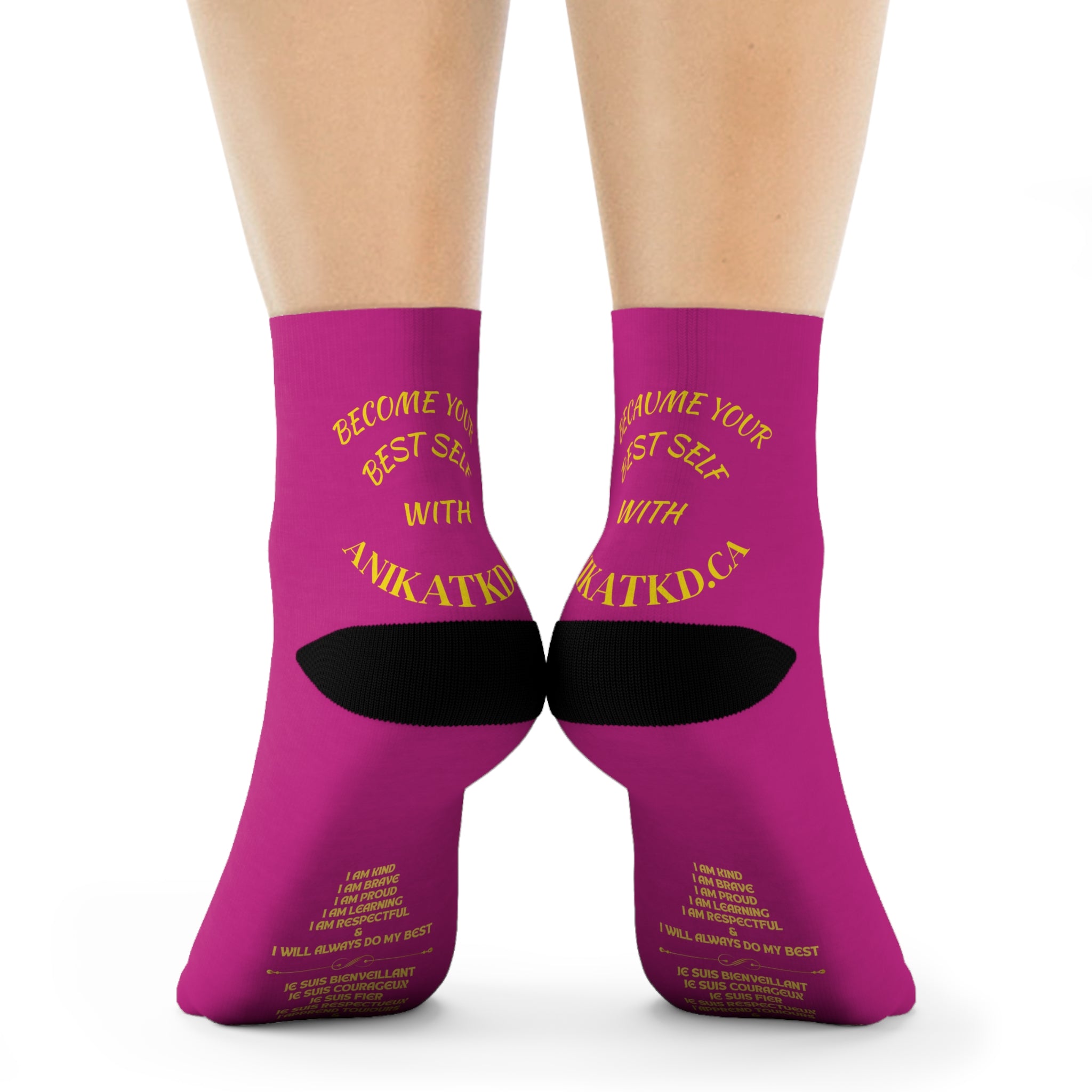 Vintage Gold Emblem Crew Socks | Black Novelty Socks with Script and Crest