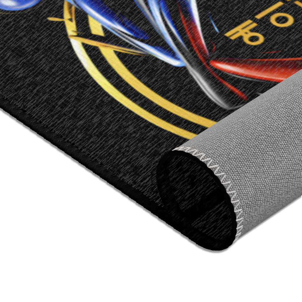 Anika Taekwondo Logo Area Rug | Martial Arts Dojo Mat, Black Gold Circle Design