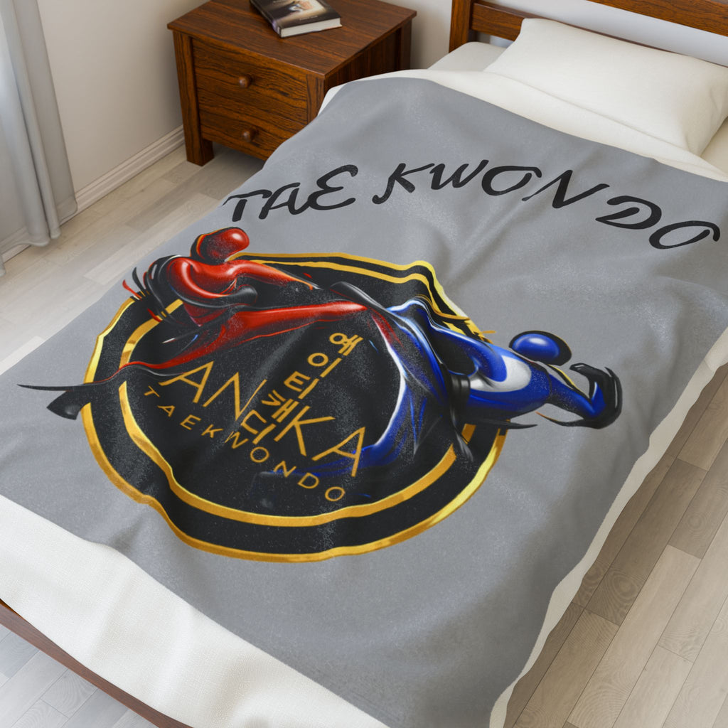 Taekwondo Velveteen Plush Blanket — ANIKA Martial Arts Logo