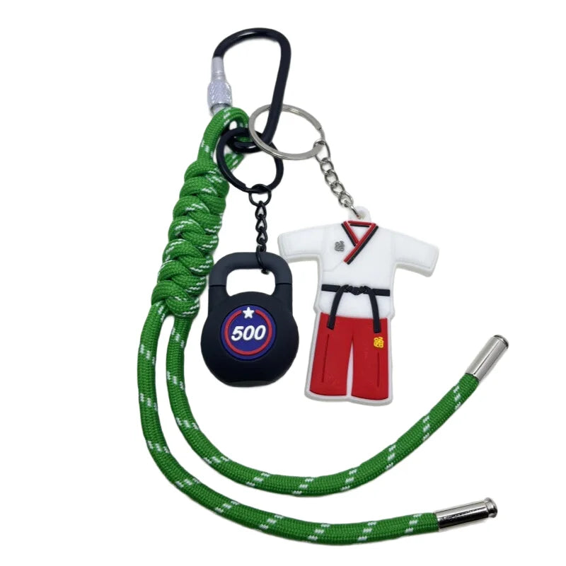 Taekwondo Key Chain With Sports Kettlebell Keychain-Premium Quality-Thoughtful Gift Idea for Martial Arts Students and Teachers