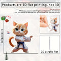 2D Cartoon Judo Kitten Keychain Cute Dressed Cat Pendant Unique Flat Acrylic Hanging Charm,Decor for Car,Bags,Festive,Party,Gift