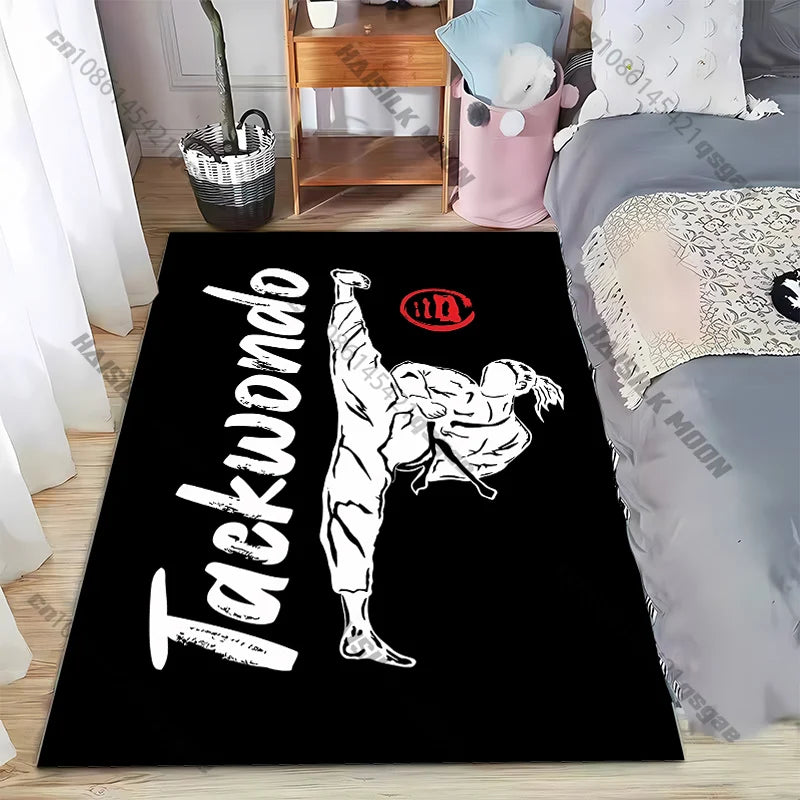15 Size Martial Arts Taekwondo Pattern Rug Carpet for Living Room Bathroom Mat Creative Doormat Carpet for Bedroom Home Play Mat