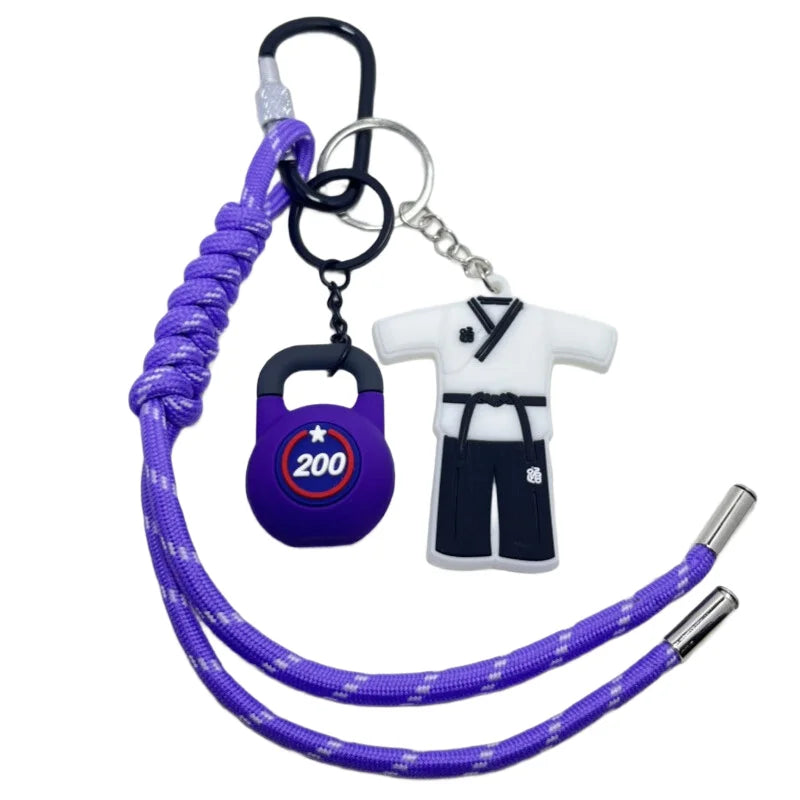 Taekwondo Key Chain With Sports Kettlebell Keychain-Premium Quality-Thoughtful Gift Idea for Martial Arts Students and Teachers
