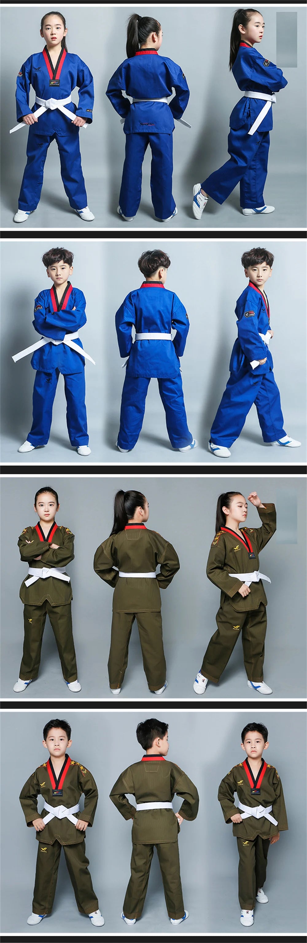 Taekwondo Uniform For Children's And Adult Long-Sleeved Training Suit Performance Dobok Black Red Yellow Pink Green