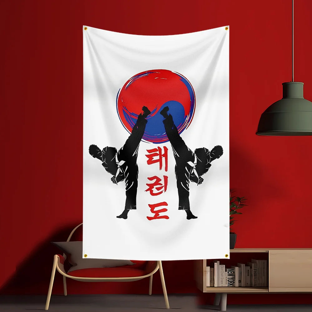 3x5ft Taekwondo Flag Polyester Printed Party Flag For Event Showroom Fitness Workout