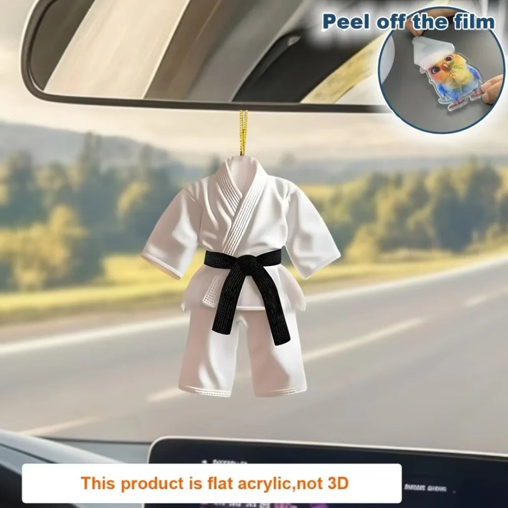 5pcs Hot Sale Taekwondo Clothes Pendant Keychain Sports Themed Acrylic Ornament Charm 2D Flat Hanging Decoration Festive Party