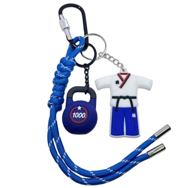 Taekwondo Key Chain With Sports Kettlebell Keychain-Premium Quality-Thoughtful Gift Idea for Martial Arts Students and Teachers