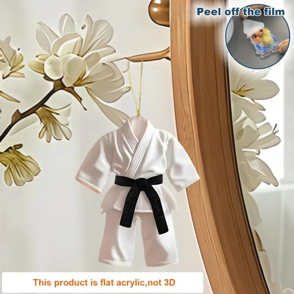 5pcs Hot Sale Taekwondo Clothes Pendant Keychain Sports Themed Acrylic Ornament Charm 2D Flat Hanging Decoration Festive Party