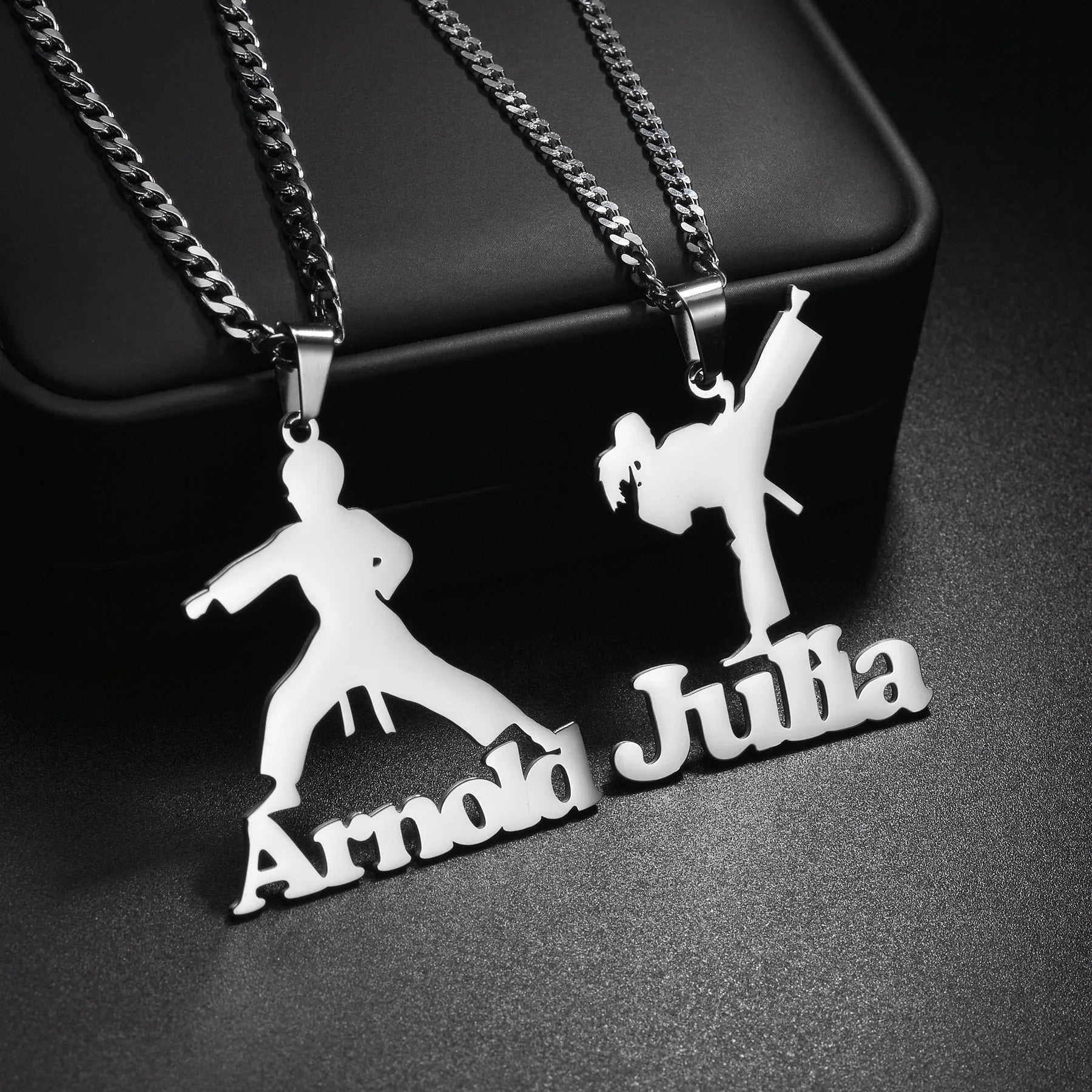 Custom Name Letter Stainless Steel Jewelry Pendant Necklaces for Women Personalized Chinese Kung Fu Thick Chain Male Party Gift