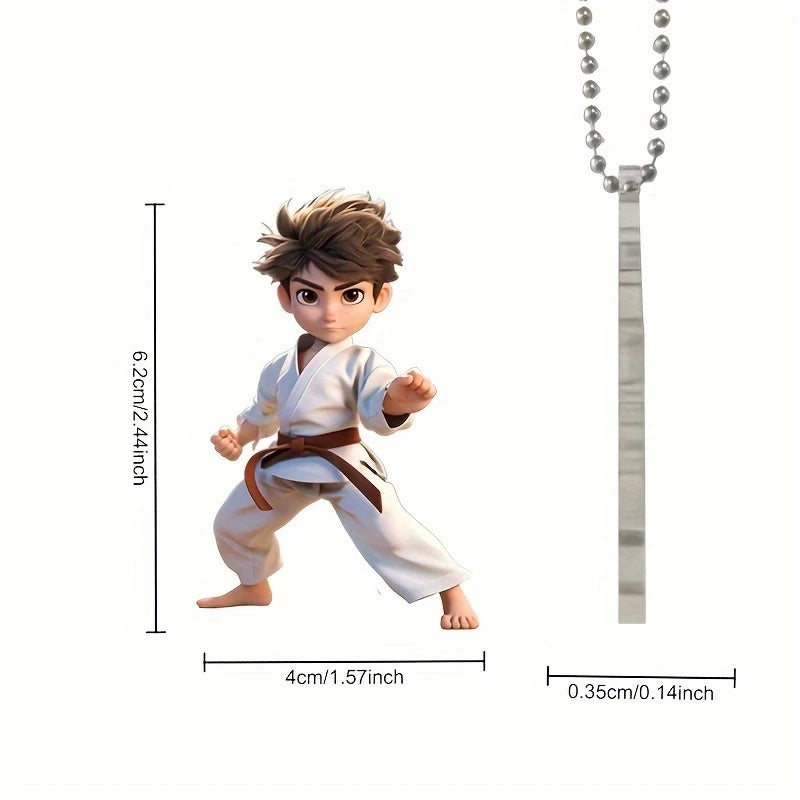 1 Piece Acrylic Taekwondo Martial Artist Charm Multifunctional 2D Keychain Car Decoration Bag Decoration Pendant