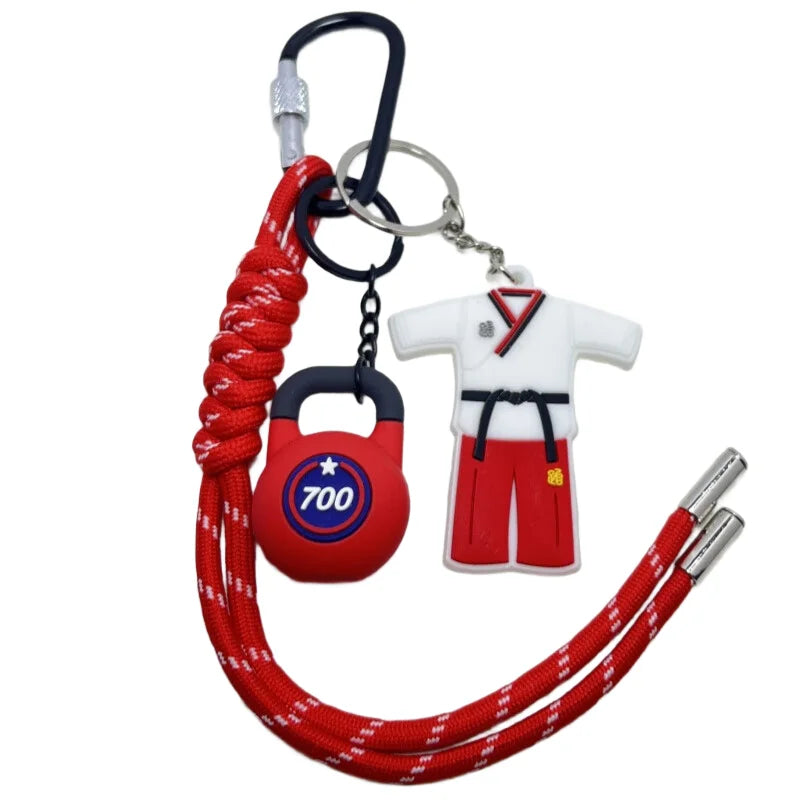 Taekwondo Key Chain With Sports Kettlebell Keychain-Premium Quality-Thoughtful Gift Idea for Martial Arts Students and Teachers