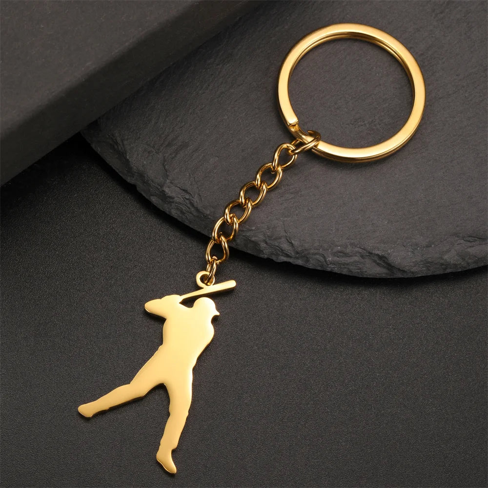 My Shape Taekwondo High Kick Keychains for Men Stainless Steel Sports Charm Karate Jiu Jitsu Keyring Jewelry Male Boys Gym Gifts