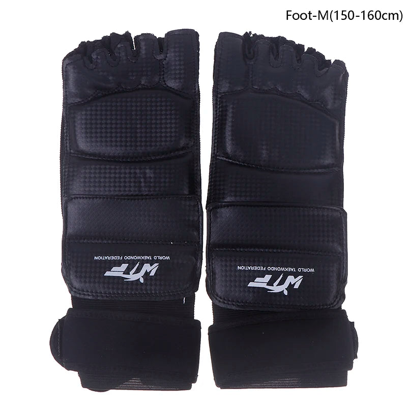 1Pair Karate Gloves Martial Taekwondo Leather Foot Gloves Equipment Half Finger Protector Boxing Hand Foot Protection Guards