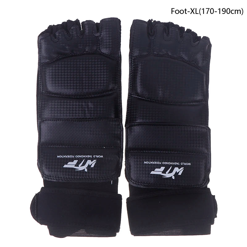 1Pair Karate Gloves Martial Taekwondo Leather Foot Gloves Equipment Half Finger Protector Boxing Hand Foot Protection Guards