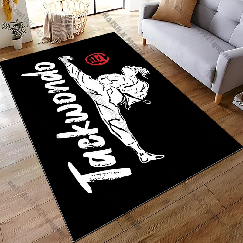 15 Size Martial Arts Taekwondo Pattern Rug Carpet for Living Room Bathroom Mat Creative Doormat Carpet for Bedroom Home Play Mat