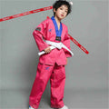 Taekwondo Uniform For Children's And Adult Long-Sleeved Training Suit Performance Dobok Black Red Yellow Pink Green