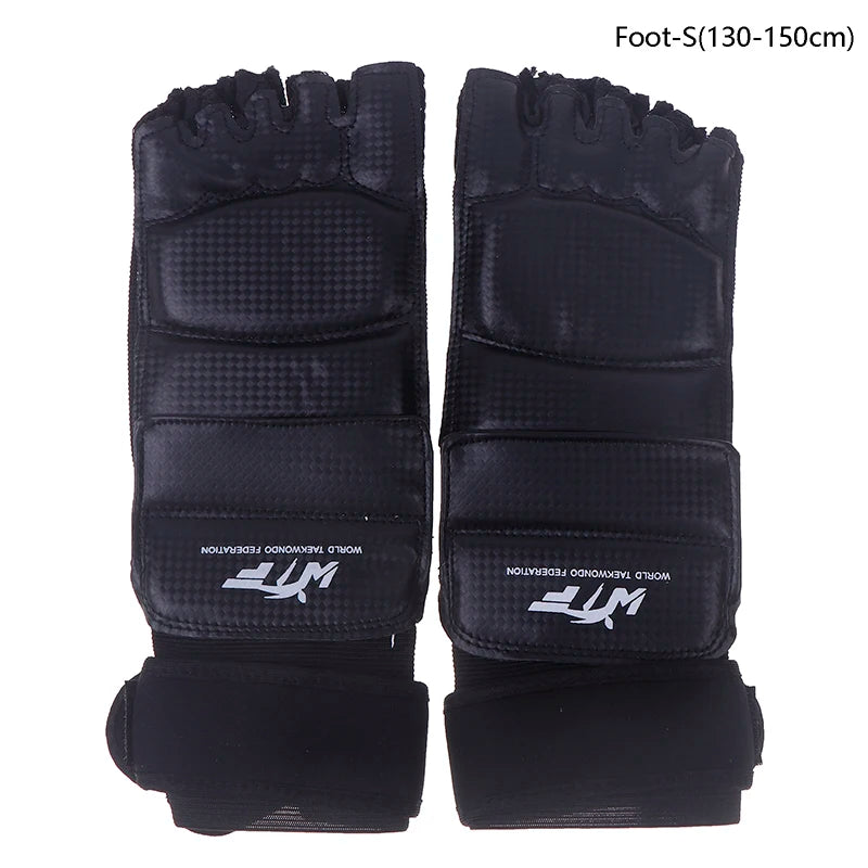 1Pair Karate Gloves Martial Taekwondo Leather Foot Gloves Equipment Half Finger Protector Boxing Hand Foot Protection Guards