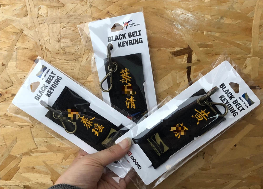 MOOTO Taekwondo Bla Belt Keychain Cusizable Embroidery Key Holder Personalized Gift Collectible Sport Martial Arts