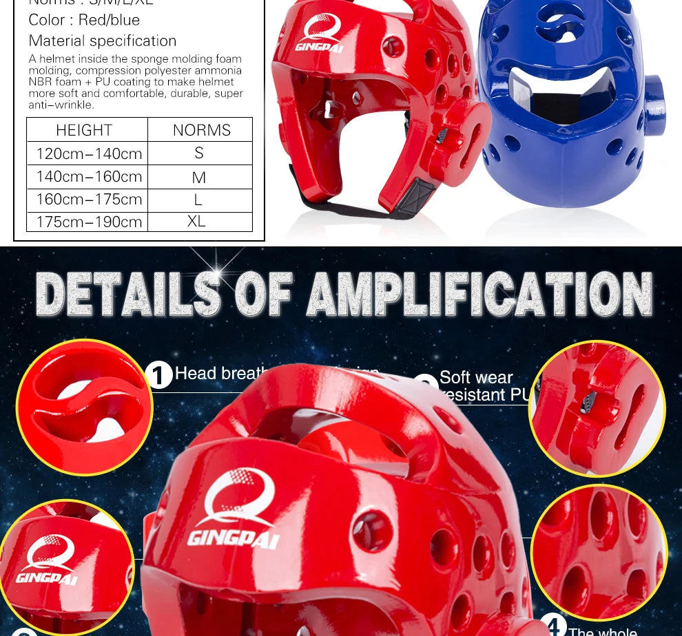 Taekwondo Helmet Sanda Kick Boxing Head Guard Headgear Protector Sparring Gear Helmet Karate Muay Thai Taekwondo Head Protection