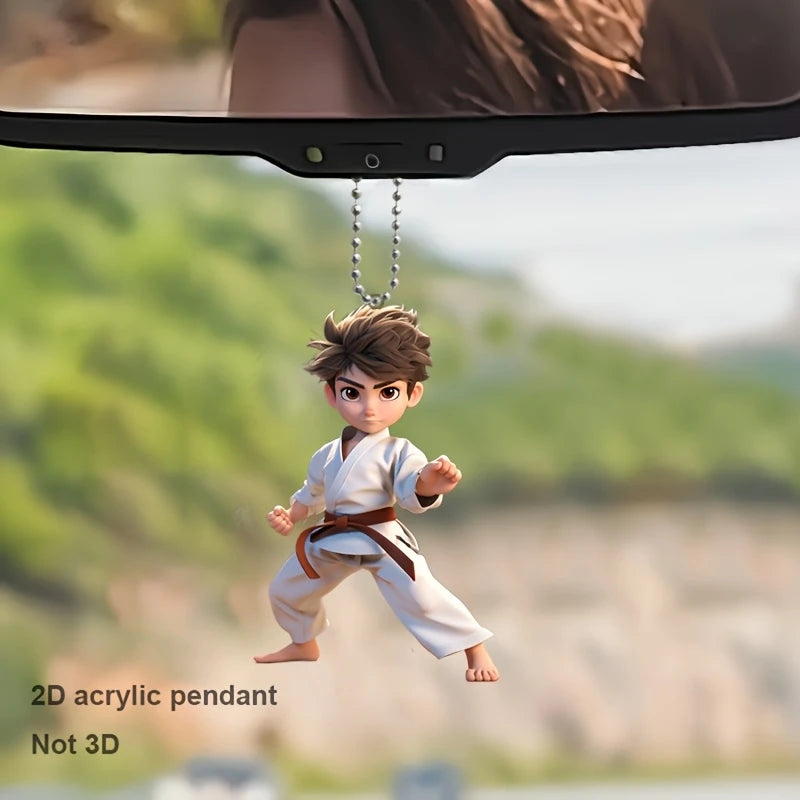 1 Piece Acrylic Taekwondo Martial Artist Charm Multifunctional 2D Keychain Car Decoration Bag Decoration Pendant