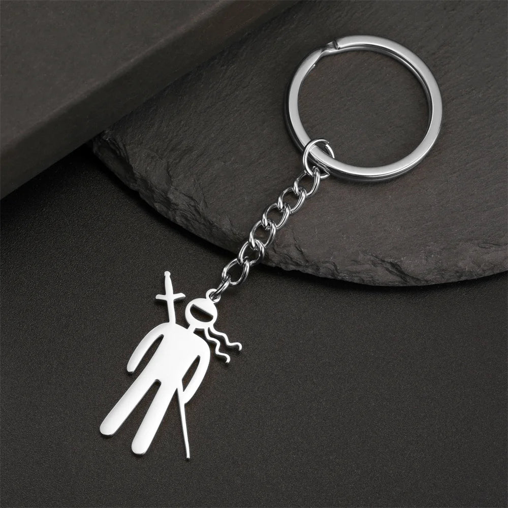 My Shape Taekwondo High Kick Keychains for Men Stainless Steel Sports Charm Karate Jiu Jitsu Keyring Jewelry Male Boys Gym Gifts