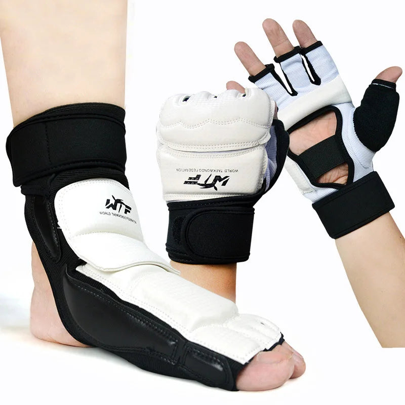 1Set Taekwondo Leather Foot Gloves Sparring Karate Ankle Protector Guard Gear Boxing Martial Arts Sock Kid