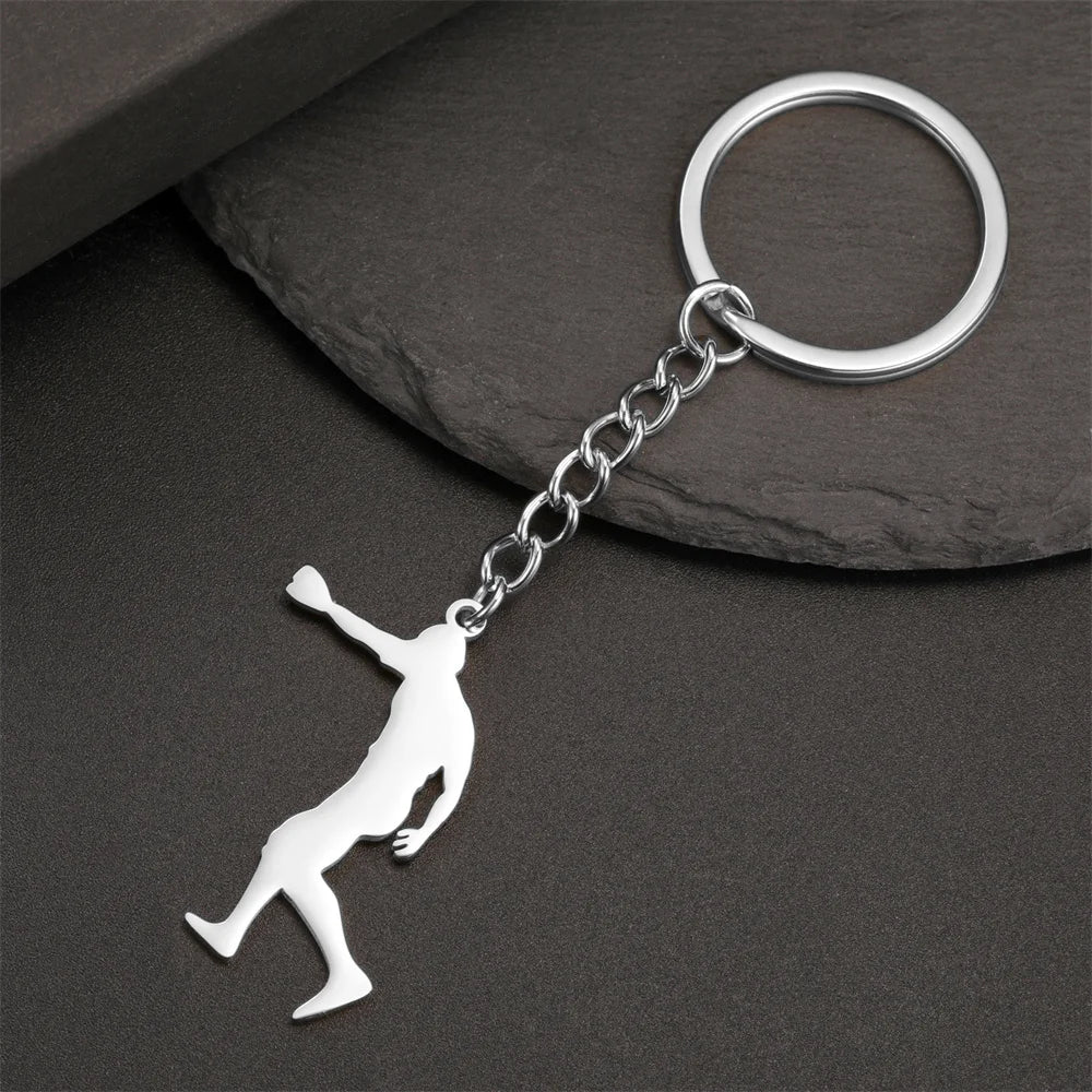 My Shape Taekwondo High Kick Keychains for Men Stainless Steel Sports Charm Karate Jiu Jitsu Keyring Jewelry Male Boys Gym Gifts