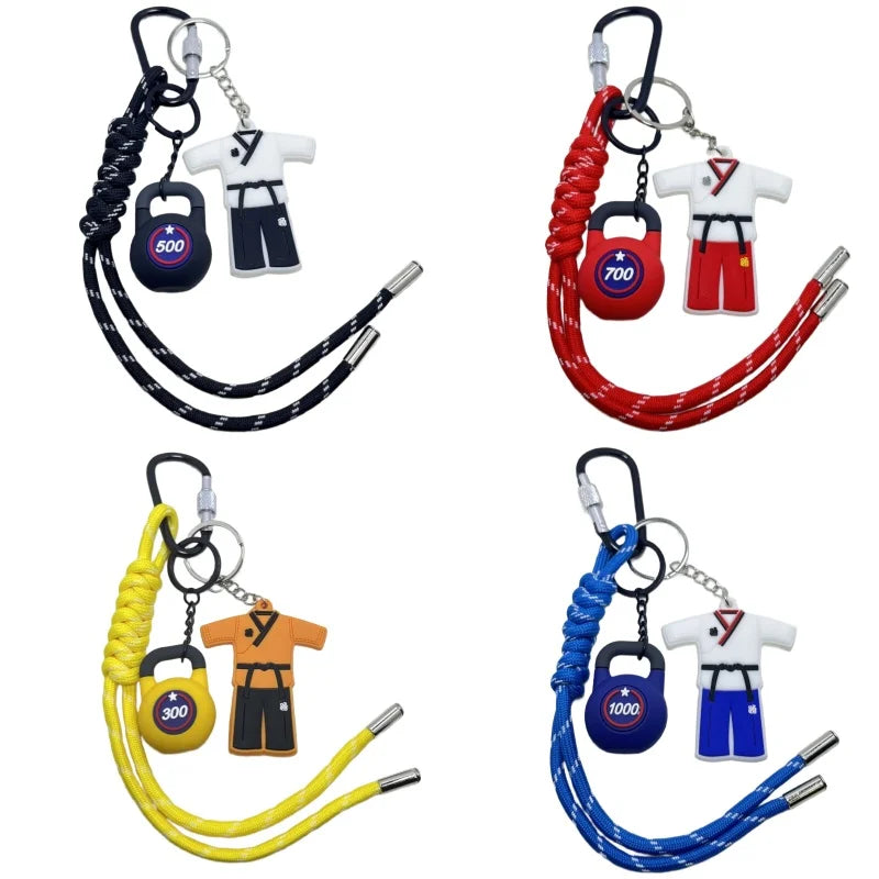 Taekwondo Key Chain With Sports Kettlebell Keychain-Premium Quality-Thoughtful Gift Idea for Martial Arts Students and Teachers